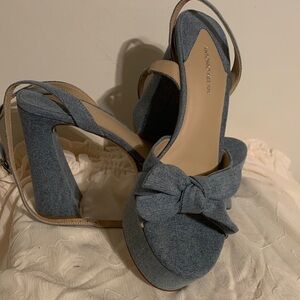 ANTONIO MELANI Denim Blue Heels with Bow